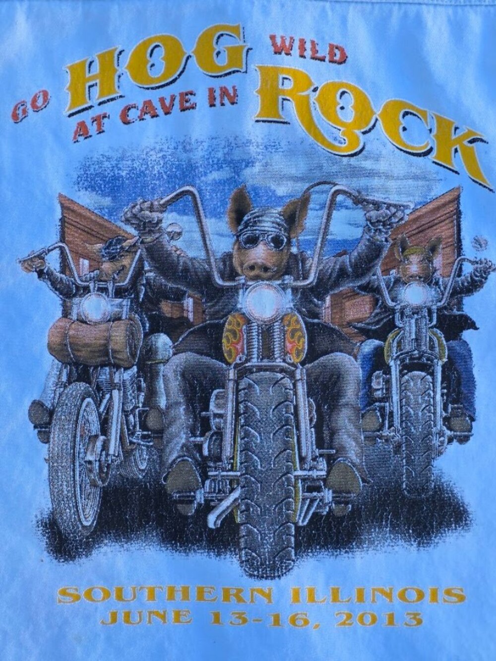 Hog Rock 2013 Motorcycle Rally Sleeveless Denim Shirt XL Biker Graphic - Picture 11 of 11